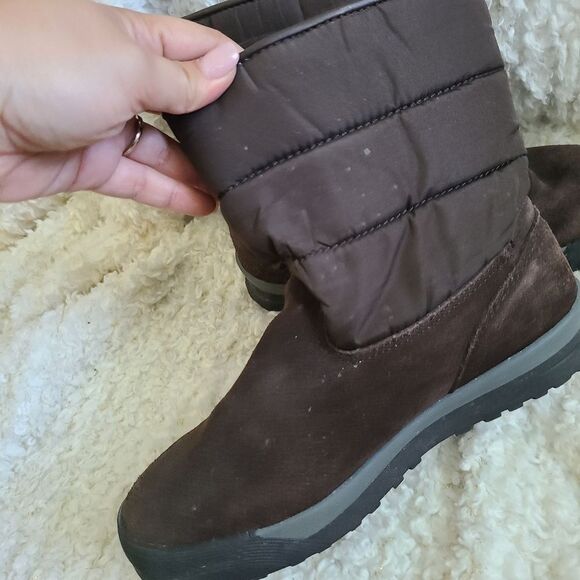 Lands End Brown Suede Pull on Snow Boots size 7 - Picture 2 of 6
